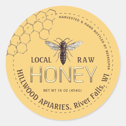 Queen Bee Honey Jar Label Local Raw Hand Bottled 