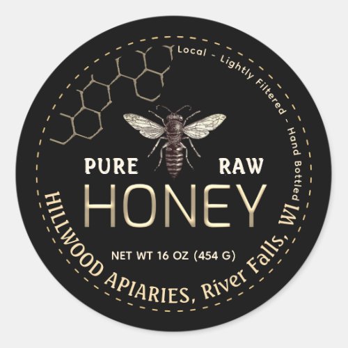 Queen Bee Honey Jar Label Pure Raw Local Honey
