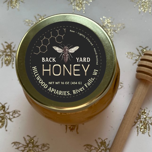 Queen Bee Honey Jar Label Raw Back Yard Honey (Creator Uploaded)