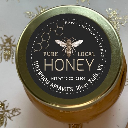 Queen Bee Honey Jar Label Raw Local Honey