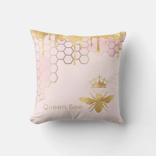 queen bee honey outdoor pillow (Front)