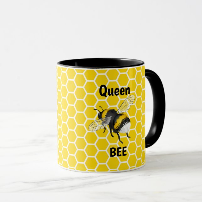 Queen Bee Honeycomb Two-Tone Coffee Mug (Front Right)