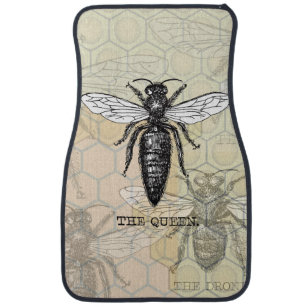 Queen Bee Illustration Bug Insect Car Floor Mat