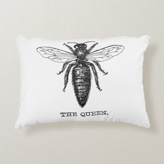 Queen Bee Illustration Classic Drawing Accent Pillow (Front)