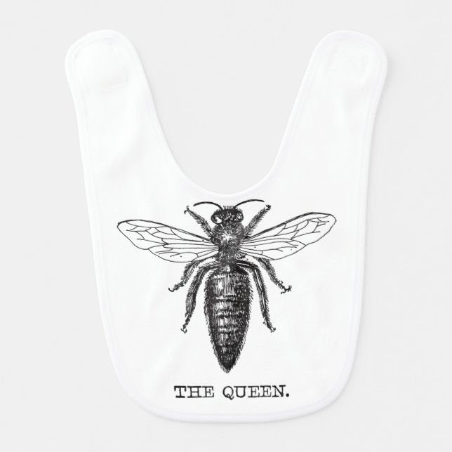 Queen Bee Illustration Classic Drawing Baby Bib (Front)