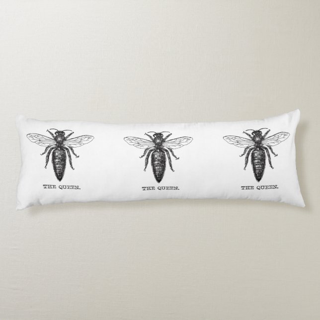Queen Bee Illustration Classic Drawing Body Pillow (Back)