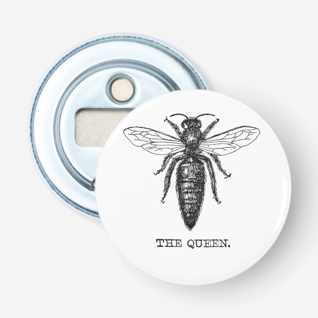 Queen Bee Illustration Classic Drawing Bottle Opener (Front)
