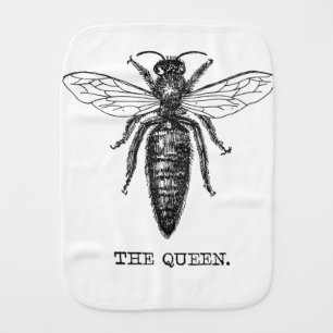 Queen Bee Illustration Classic Drawing Burp Cloth