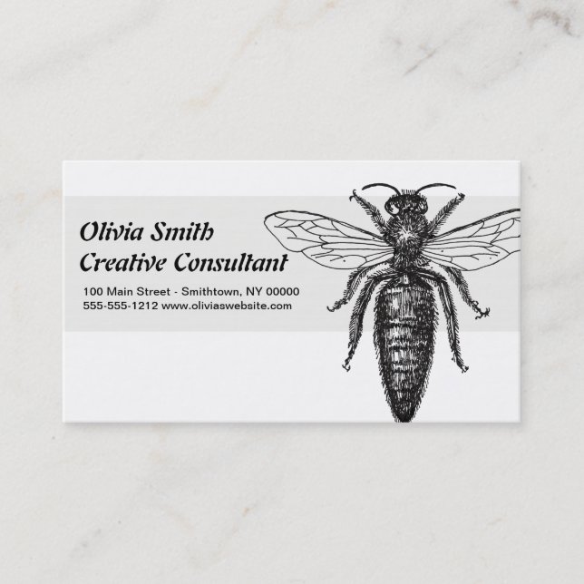 Queen Bee Illustration Classic Drawing Business Card (Front)