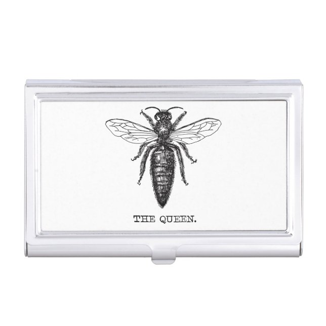 Queen Bee Illustration Classic Drawing Business Card Holder (Front)