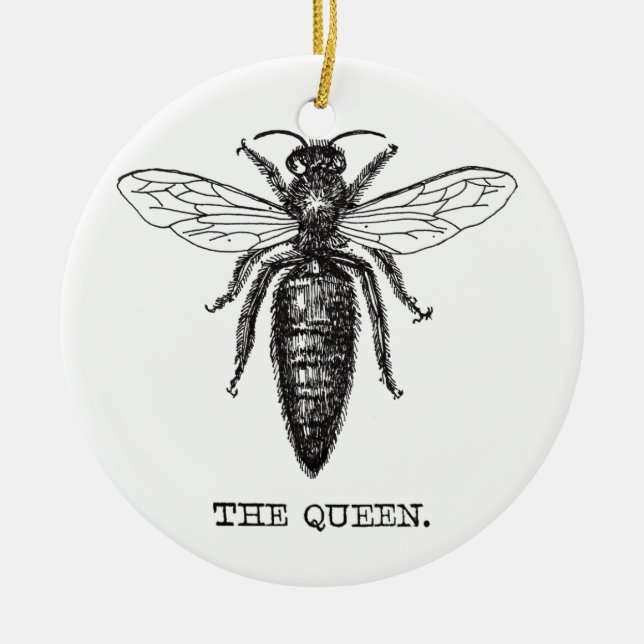 Queen Bee Illustration Classic Drawing Ceramic Ornament (Front)