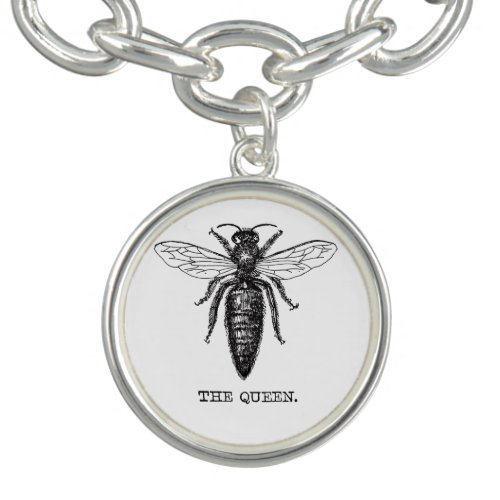 Queen Bee Illustration Classic Drawing Charm Bracelet