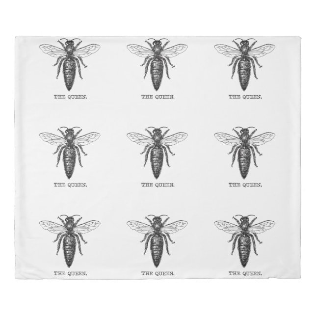 Queen Bee Illustration Classic Drawing Duvet Cover (Front)