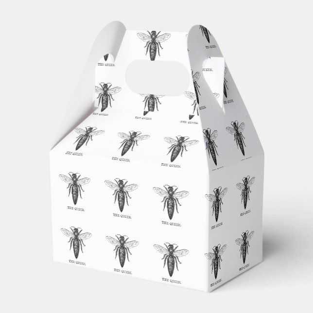 Queen Bee Illustration Classic Drawing Favor Boxes (Front Side)