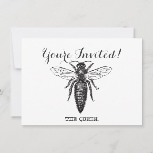 Queen Bee Illustration Classic Drawing Invitation