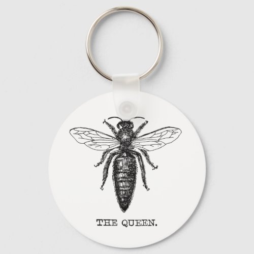 Queen Bee Illustration Classic Drawing Keychain