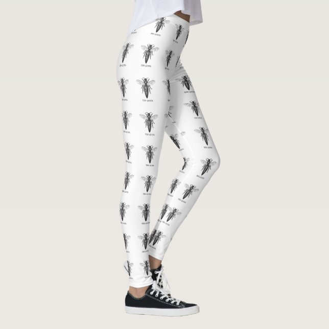 Queen Bee Illustration Classic Drawing Leggings (Right)
