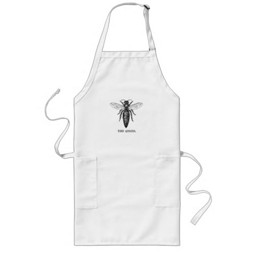 Queen Bee Illustration Classic Drawing Long Apron