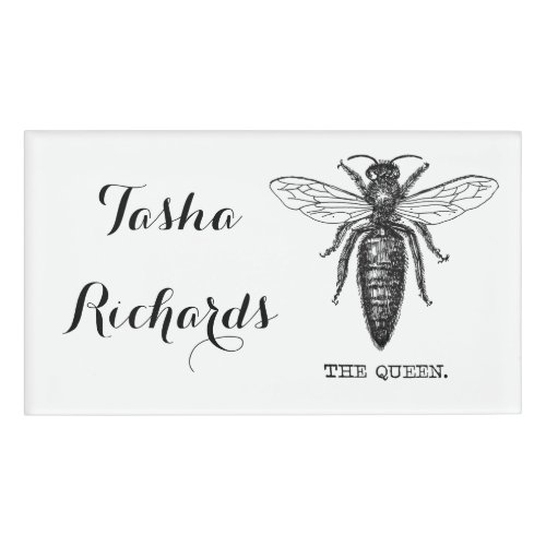 Queen Bee Illustration Classic Drawing Name Tag
