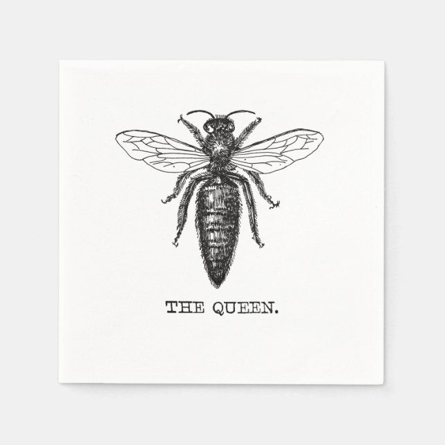 Queen Bee Illustration Classic Drawing Paper Napkins (Front)