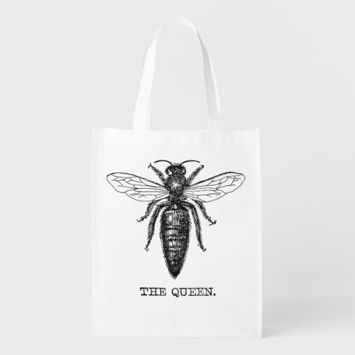 Queen Bee Illustration Classic Drawing Reusable Grocery Bag