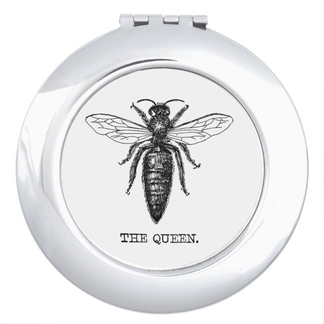 Queen Bee Illustration Classic Drawing Vanity Mirror (Front)
