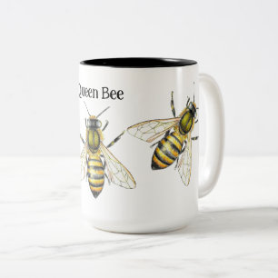 Queen Bee Illustration Honeybee Two-Tone Coffee Mug