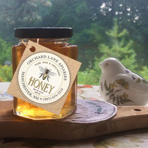 Queen Bee in Kraft Honey Jar Neck_tag  Favor Tags