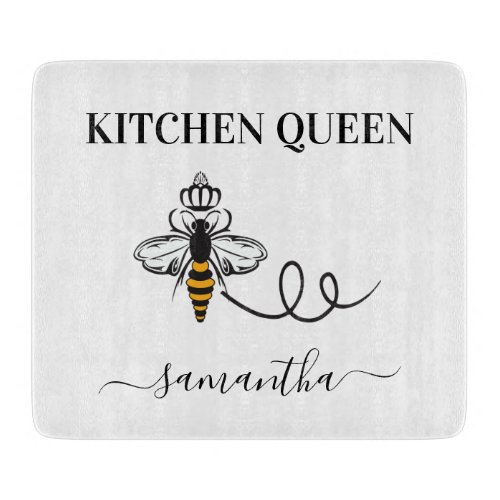 Queen bee kitchen cook name cutting board