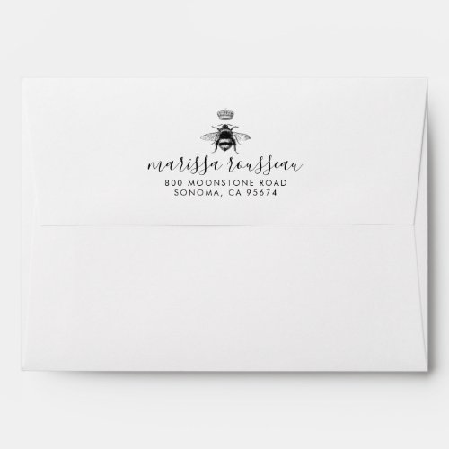 Queen Bee Logo Crown Handwritten Script Name   Envelope