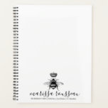 Queen Bee Logo Crown Handwritten Script Name  Planner<br><div class="desc">Pretty Modern Handwritten script name with queen bee and crown illustrated logo daily planner for your office. Elegant and regal. See the full collection  for this design at: https://www.zazzle.com/collections/queen_bee_crown_script_name_office_suite-119952035297871953</div>