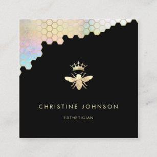 queen bee logo square business card