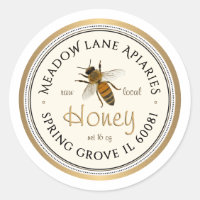 Queen Bee Metallic Gold Border Honey Label