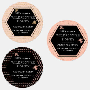 queen bee metallic honeycomb adhesive honey jar labels