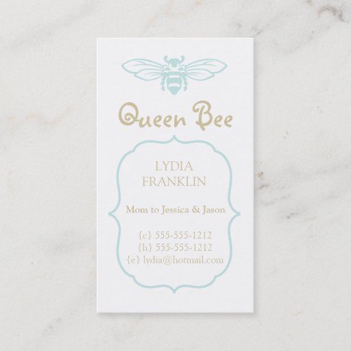 Customizable Queen Bee Mommy Calling Card Business Card Templates