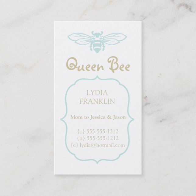 Queen Bee Mommy Calling Card (Front)