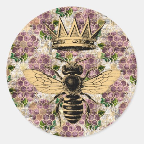 Queen Bee  Mystic Roses  Classic Round Sticker