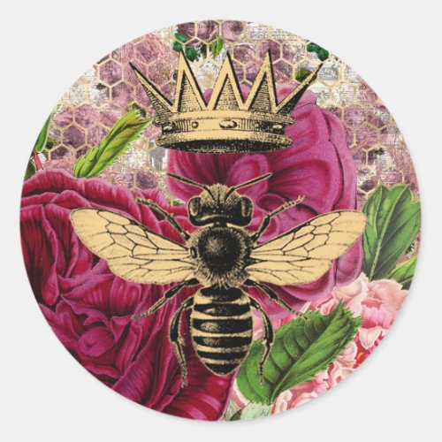 Queen Bee  Mystic Roses  Classic Round Sticker