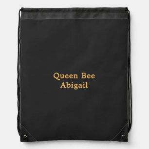 Queen Bee [Name] Black and Yellow Drawstring Bag