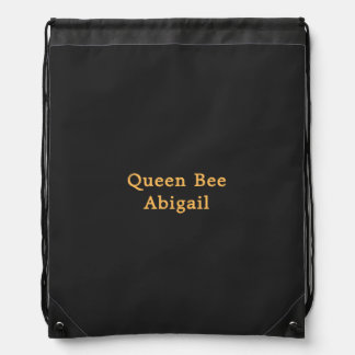 Queen Bee [Name] Black and Yellow Drawstring Bag