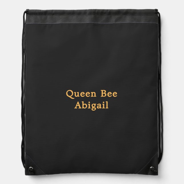 Queen Bee [Name] Black and Yellow Drawstring Bag (Front)