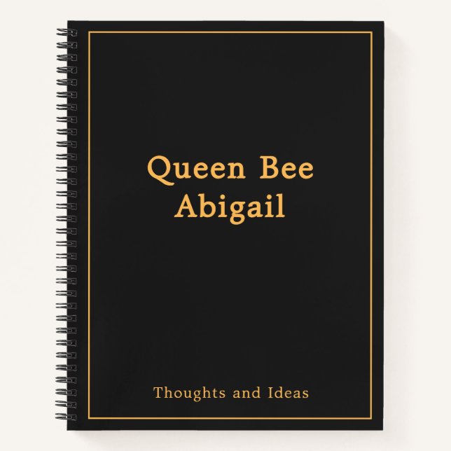 Queen Bee [Name] Black and Yellow Notebook (Front)