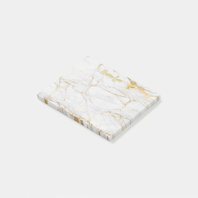 QUEEN BEE Notes - Gold Marble Bee Crown (Angled)