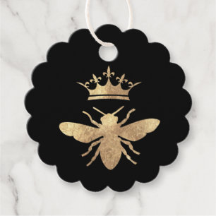 queen bee on black favor tags