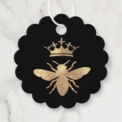 queen bee on black favor tags