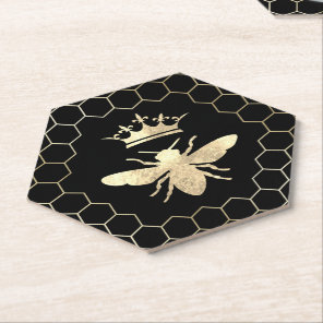 queen bee on black paper coaster