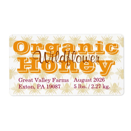 Queen Bee Organic Personalized Honey Product Label