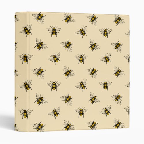 Queen Bee Pattern 3 Ring Binder