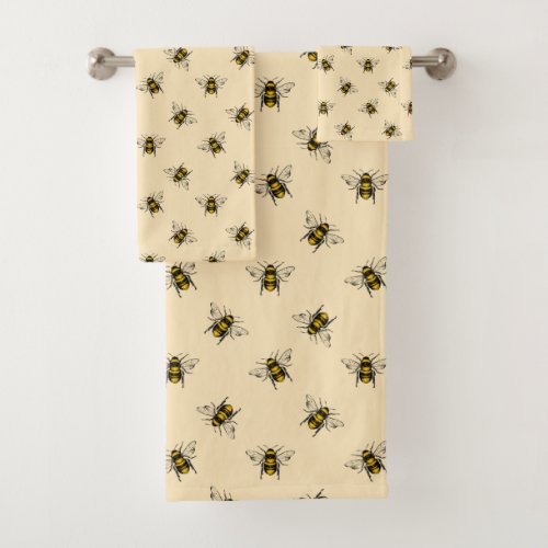 Queen Bee Pattern Bath Towel Set