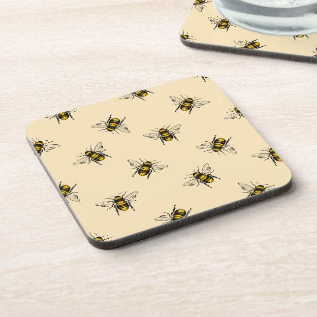 Queen Bee Pattern Beverage Coaster (Left Side)